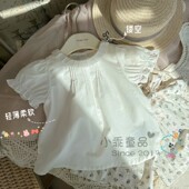 上衣纯棉薄款 韩国女童夏季 娃娃衫 透气柔软纯白衬衫 一眼心动