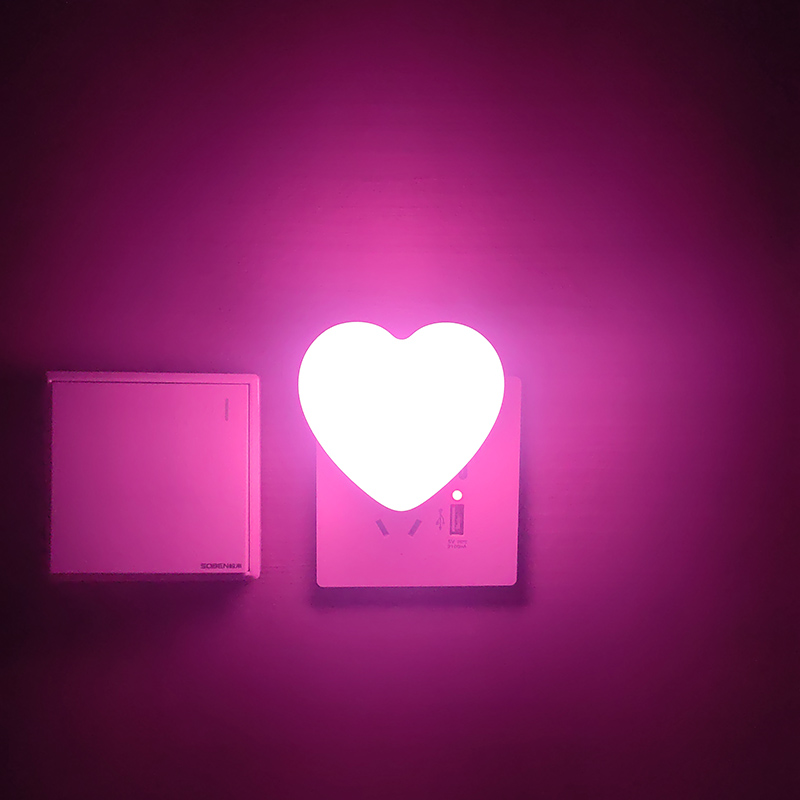 桃心卧室情调氛围灯浪漫房间床头睡眠灯夫妻房情侣光控感应小夜灯