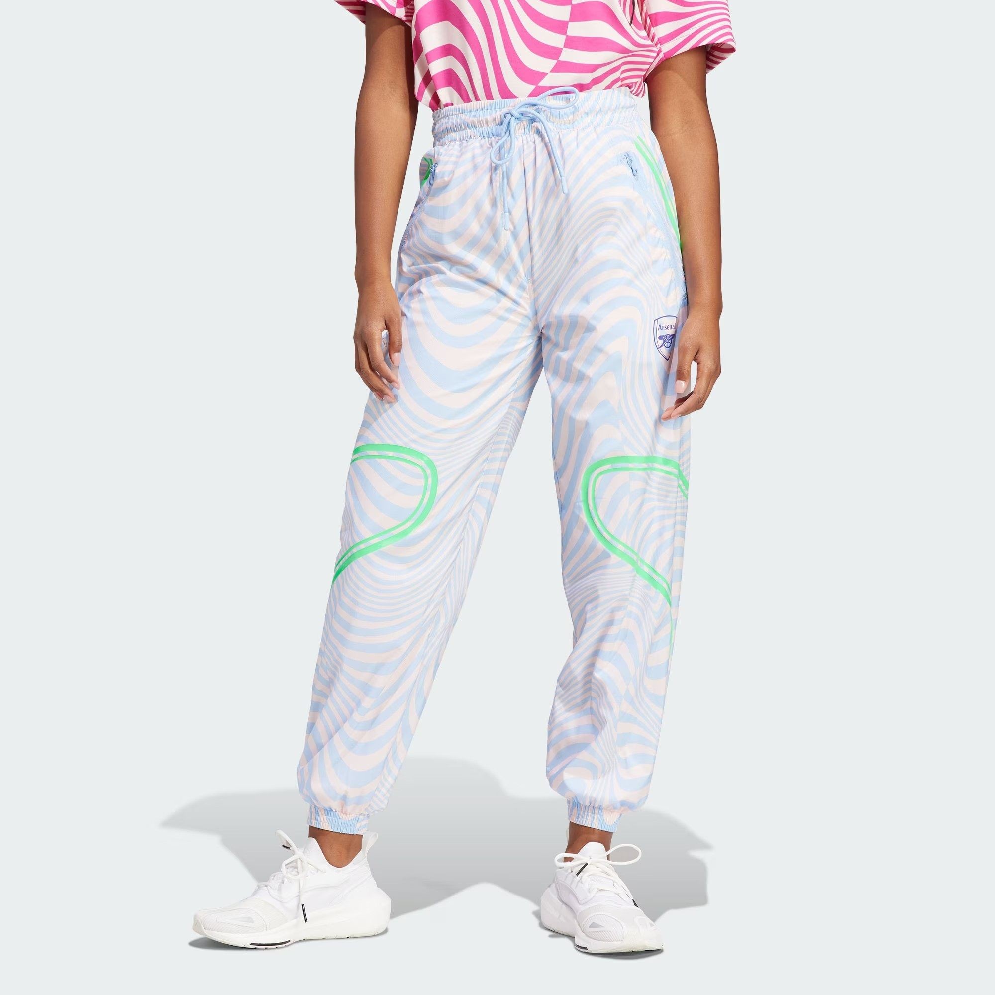 现货 Adidas Stella 阿森纳印花梭织速干轻薄宽松运动长裤 IA1493