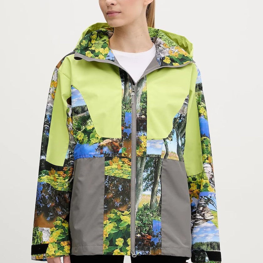 现货 adidas stella 女印花防风防雨可收纳夹克冲锋衣外套JF8480