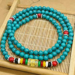 爆款西藏民族风六字真言玛瑙手链108颗多层手串项链佛珠饰品礼品