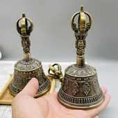 尼泊尔五股普巴金刚铃杵八宝雕花铃铛摇铃法器唤醒铃摆件声音清脆