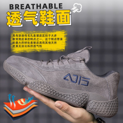 Giày bảo hộ lao động nam kiểu dáng mới mùa hè nhẹ, thoáng khí, chống va đập, chống đâm thủng, mũi thép, da thật chống trơn trượt, an toàn cho thợ hàn giày bảo hộ kiểu thể thao giày vải xp