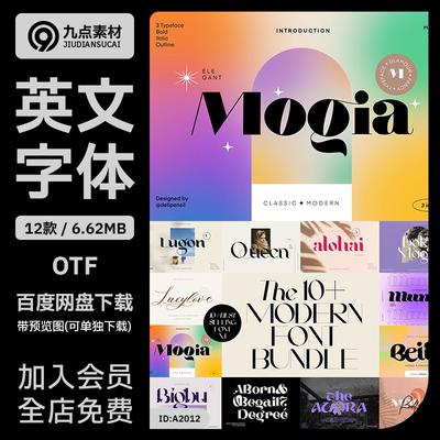 潮流英文字体包时尚衬线TTF字体广告海报杂志标题设计专用