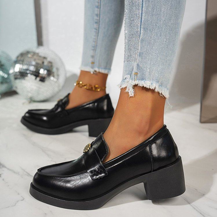 英伦风软皮高跟山茶花小皮鞋女2026春新款粗跟圆头厚底单鞋乐福鞋,女鞋,深口单鞋,淘宝优惠券,粉丝福利购,淘宝优惠卷