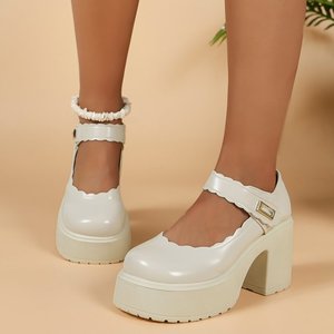 白色高跟鞋女气质名媛2023年新款小个子增高时尚粗跟皮鞋洋气高级