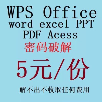 Office密码破解 wps解密 word pdf文档解密表格Excel ppt限制编辑