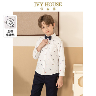 挺括满印牛津纺白衬衫 IVY 学院风经典 男童秋款 HOUSE常春藤儿童装