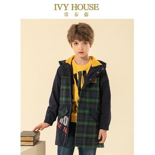 休闲工装 IVY 新款 男童冬季 外套风衣拼接印花百搭 HOUSE常春藤童装
