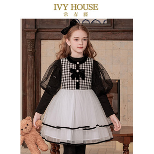 格纹多层网纱小香风背心裙 女童连衣裙秋款 IVY HOUSE常春藤儿童装