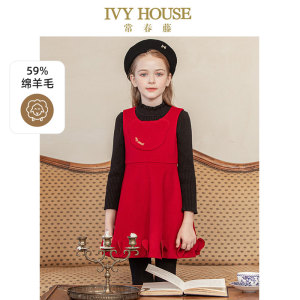 IVY HOUSE常春藤儿童装女童连衣裙秋冬国风拜年服背心礼服裙可爱