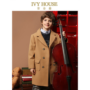 双排扣中长款 IVY 新款 男童冬季 毛呢大衣外套 HOUSE常春藤童装