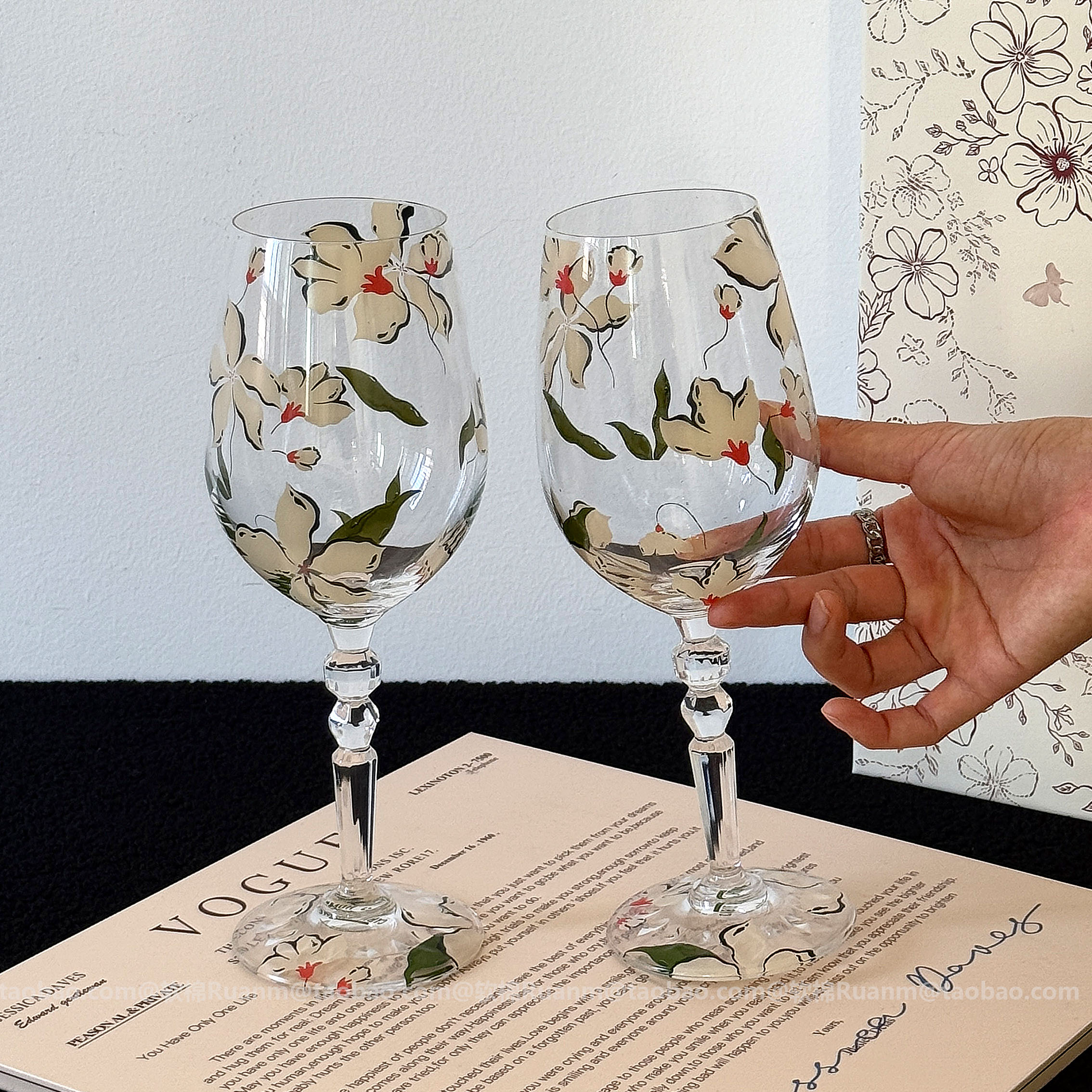 原创复古南栀红酒杯轻奢