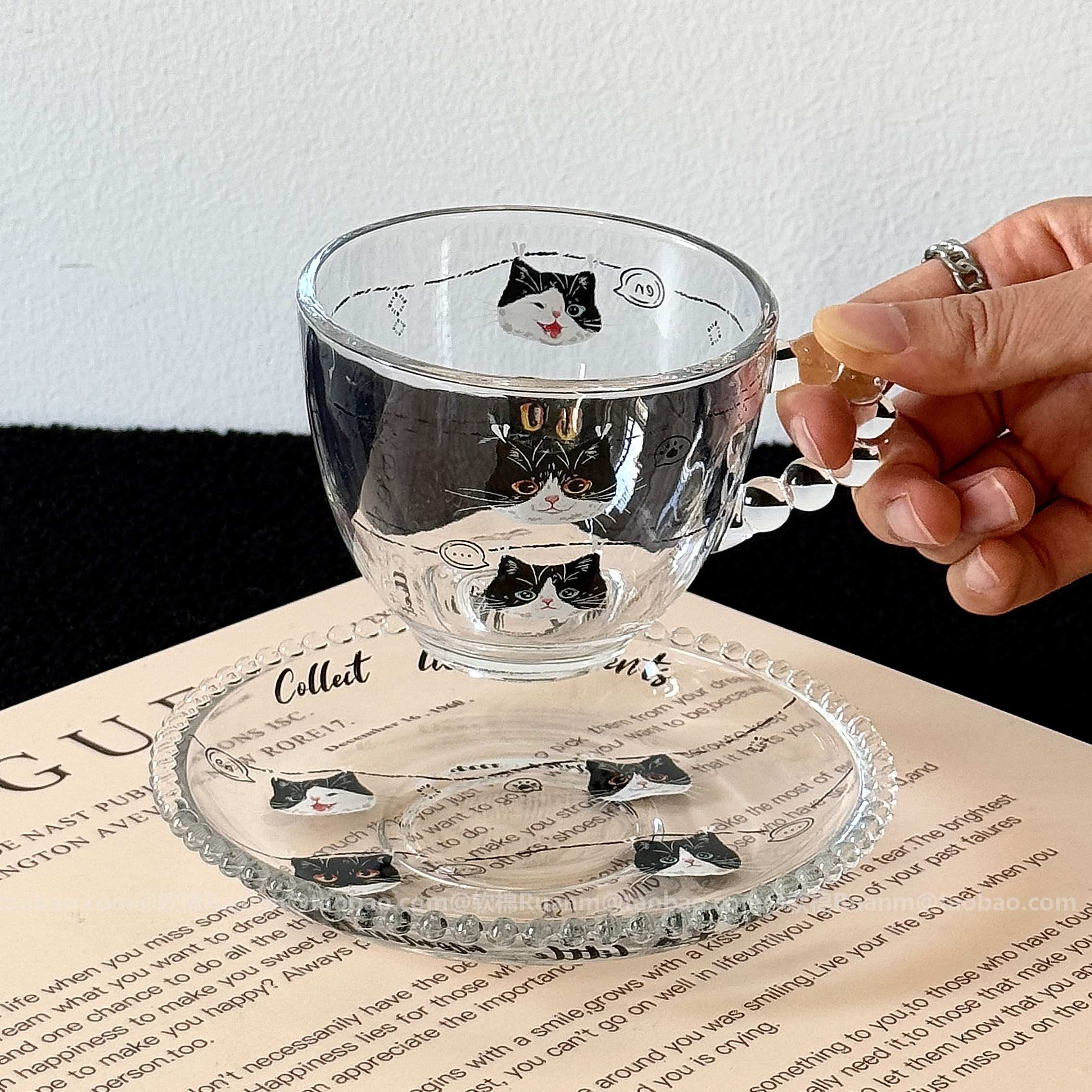 可爱卡通黑猫魔法咖啡杯