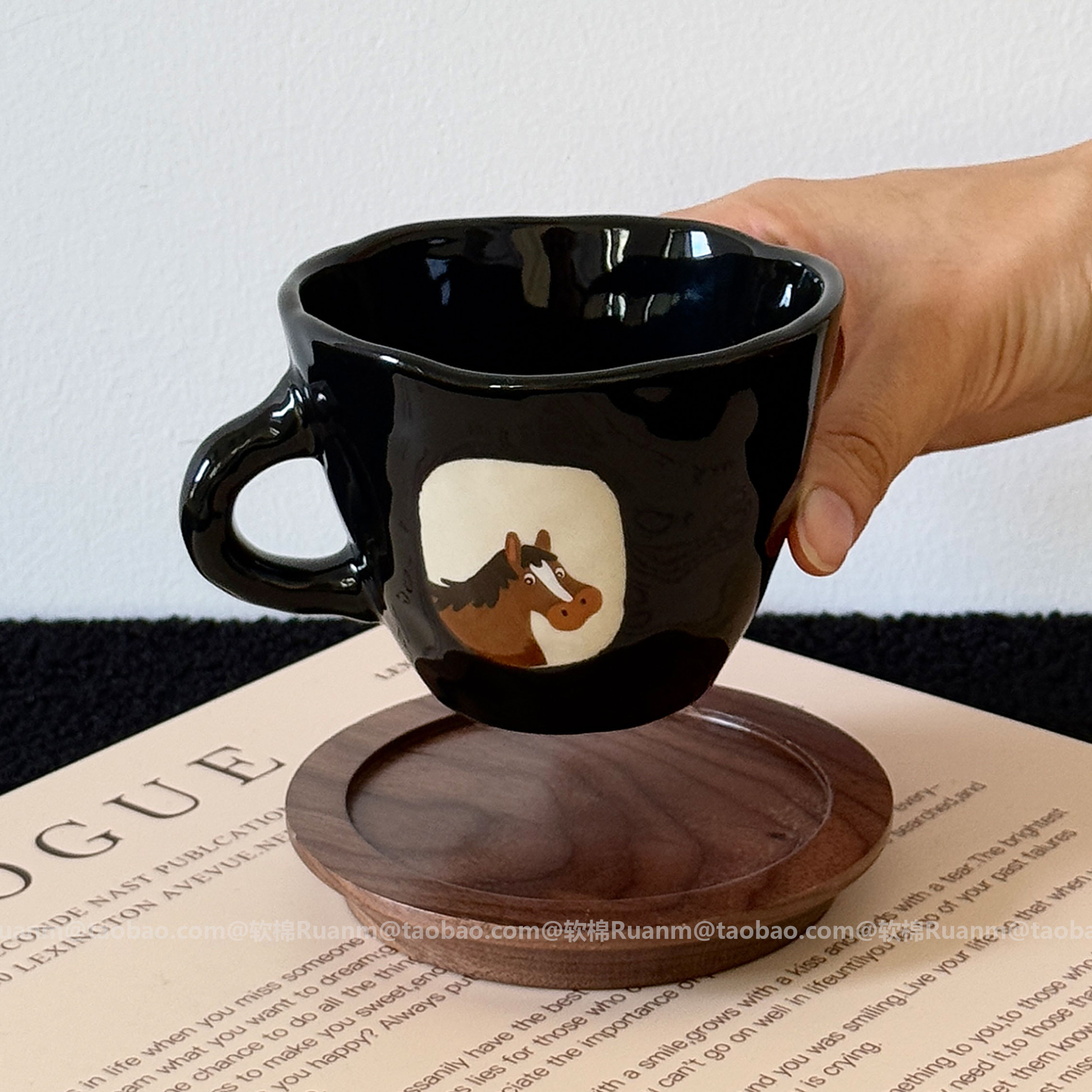 复古高颜值牛马水杯马克杯