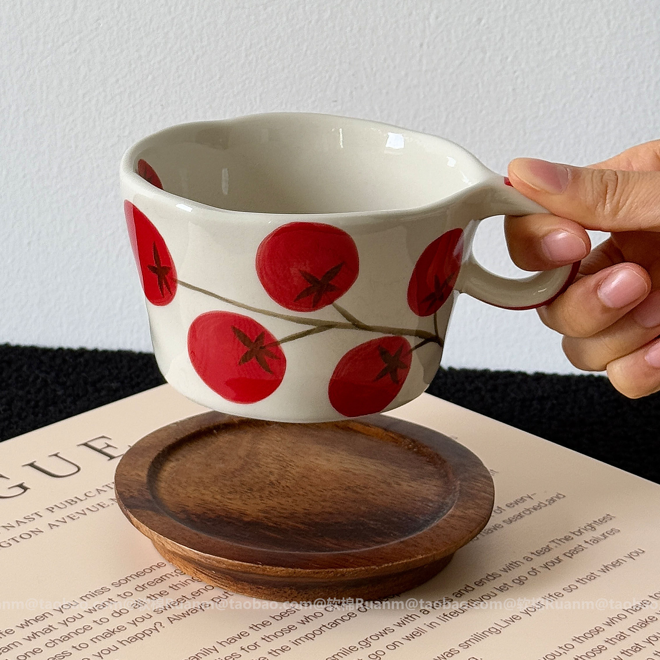 软棉复古手绘柿子陶瓷杯马克杯大容量水杯早餐杯咖啡杯子小众礼物,餐饮具,马克杯,淘宝优惠券,粉丝福利购,淘宝优惠卷