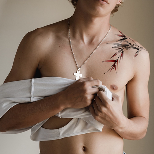 墨印记水墨竹纹身贴防水男持久女