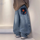 男童加绒牛仔裤秋冬款新款儿童冬季一体绒加厚裤子大男孩冬装，童装裤子，摩比熊