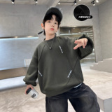 男童加绒卫衣新款中大儿童一体绒上衣加厚内搭冬装韩范潮，童装卫衣/绒衫，摩比熊