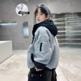 男童加厚外套秋冬款新款儿童冬季羊羔绒毛毛衣中大童帅洋气潮，童装外套，摩比熊