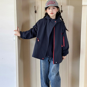 女童秋装外套新款儿童秋冬款三合一冲锋衣中大童女孩秋季上衣，童装外套，摩比熊