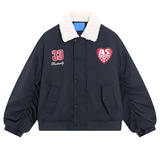 男大童冬季美式羊羔毛翻领派克工装棉服新款儿童运动加厚外套，童装外套，摩比熊