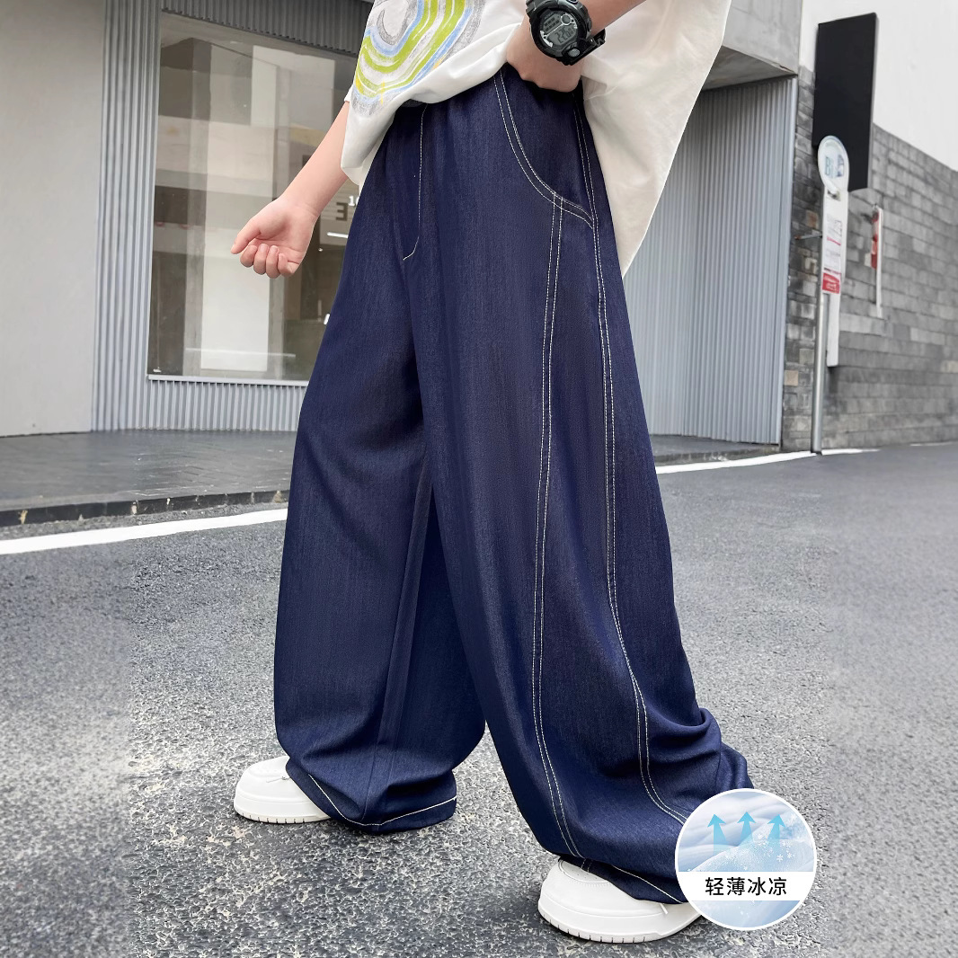 男童夏季牛仔裤薄款新款儿童直筒裤中大童防蚊裤长裤，童装裤子，摩比熊