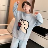 新款秋冬季休闲时髦加绒家居服中大儿童冬季加厚睡衣两件套潮，童装家居服（睡衣），摩比熊