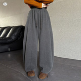 女童加绒糯米裤年秋冬新款休闲弯刀裤中大阔腿长裤，童装裤子，摩比熊