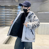 男童夹棉外套秋冬款新款儿童冬季潮酷奥粒绒上衣男孩冬装棉衣，童装棉衣，摩比熊