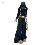 女童年秋冬新款嘻哈风加绒工装皮裤打底套装中大童冬季加绒潮，童装休闲套装，摩比熊