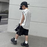 男童无袖套装夏季新款儿童夏装背心篮球运动服夏款大童装男孩，童装休闲套装，摩比熊