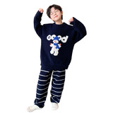 男童冬季加厚加绒家居服新款秋冬款中大童时髦休闲睡衣套装潮，童装家居服（睡衣），摩比熊