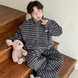 新款秋冬款男童加厚加绒开衫家居服中大童休闲两件套睡衣套装，童装家居服（睡衣），摩比熊