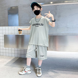 男童无袖套装夏装新款大童夏季薄款男孩帅气儿童运动衣服，童装休闲套装，摩比熊