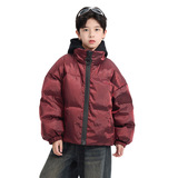 男童冬装假两件大号拉链面包羽绒服新款儿童男孩冬季防寒外套，童装羽绒服，摩比熊