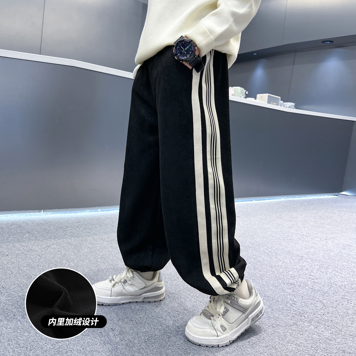 男童冬季加绒新款儿童运动休闲加厚保暖拉条束脚裤长裤子,童装裤子,摩比熊 男童冬季加绒新款儿童运动休闲加厚保暖拉条束脚裤长裤子,童装裤子,摩比熊