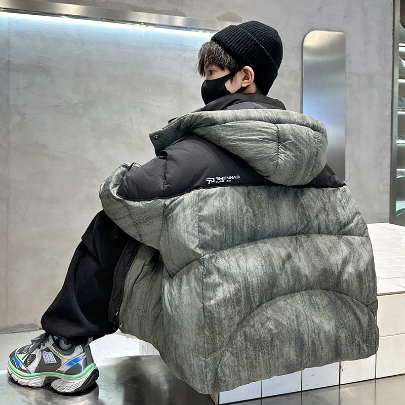 男童冬季连帽面包棉服新款棉衣棉袄冬款加厚大童外套，童装棉衣，摩比熊