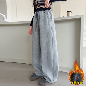 女童加绒弯刀裤一体绒秋冬裤子新款儿童加厚运动大童冬季，童装裤子，摩比熊