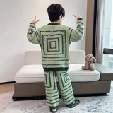 男童睡衣套装珊瑚绒秋冬款新款儿童法兰绒家居服男孩冬加绒厚，童装家居服（睡衣），摩比熊