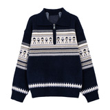 男童秋冬季半开拉链领毛衣新款大儿童装加厚保暖针织毛线衫冬，童装毛衣，摩比熊