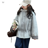 女童冬季新款小香风特种绗绣格子加厚棉服女大童户外保暖外套，童装棉衣，摩比熊