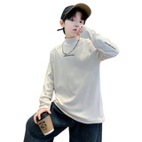 男童德绒卫衣半高领秋冬新款打底衫冬季男孩中大儿童加绒上衣，童装T恤，摩比熊