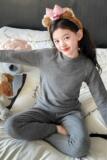 儿童条纹内衣套装女童秋衣秋裤打底睡衣贴身保暖圆领家居服潮，童装家居服（睡衣），摩比熊