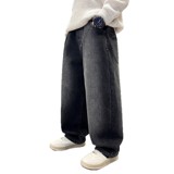 儿童装男童冬装加绒裤子新款男孩加厚牛仔裤中大童秋冬款长裤，童装裤子，摩比熊