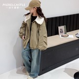 女童夹棉外套秋冬款新款女孩洋气冬装儿童女大童冬季加厚棉服，童装棉衣，摩比熊
