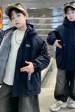 儿童装男童加绒外套新款大童秋冬款棉服男孩加厚冬季派克服潮，童装外套，摩比熊