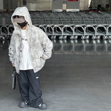 新款秋冬季男童休闲工装连帽夹棉外套中大儿童男孩冬季上衣潮，童装外套，摩比熊