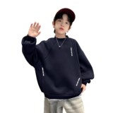 男童加绒卫衣新款中大儿童一体绒上衣加厚内搭冬装韩范潮，童装卫衣/绒衫，摩比熊