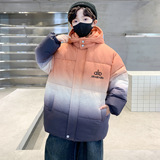 男童冬装渐变格子绣花宽松棉衣大童冬季新款加厚棉袄服潮，童装棉衣，摩比熊